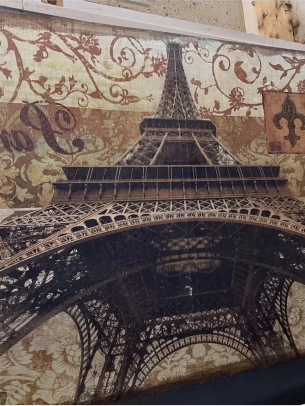 Vintage Eiffel Tower Paris Wall Art - Brown and Cream
